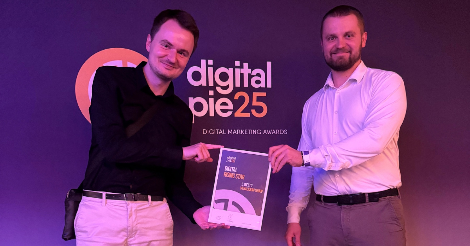 Prevzatie ocenenia Digital Pie 2025, Digital Rising Star, 1. miesto Venalicium Group